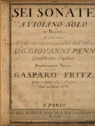 Sei sonate a violino solo e basso, produzzione terza