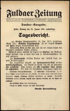 Zweite Ausgabe vom Montag, den 25. Januar 1915.