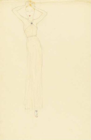 Dame in hellrosa Abendkleid