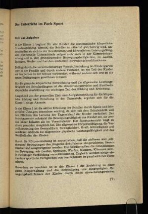 Der Unterricht im Fach Sport