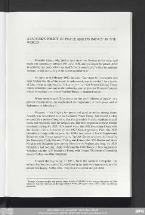 Atatürk's Policy Of Peace And Its Impact In The World
