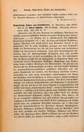 270-271 [Rezension] Schultze, Victor, Kleinasien