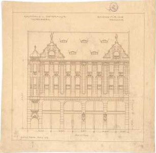 Pfann, Paul; Nürnberg, Königstr. 33-37; Wohn- und Geschäftshaus L. Ostermayr - Aufriss