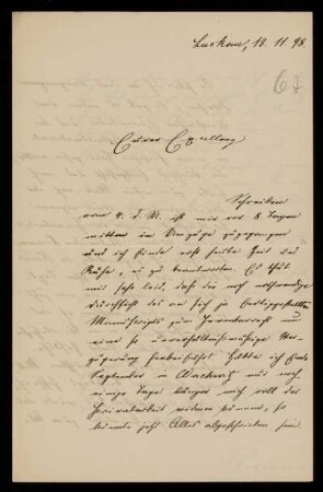 67: Brief von Friedrich Ritgen an Gottlieb Planck, Luckau (Landkreis Dahme-Spreewald), 13.11.1898