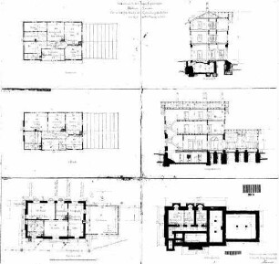 Hausen i Tal: Verwaltungsgebäude m.Güterschuppenanbau Grundrisse UG,EG,1.OG,DG,Schnitte,FU