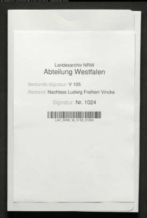 26 Briefe von Ludwig Vincke an Georg von Keßler