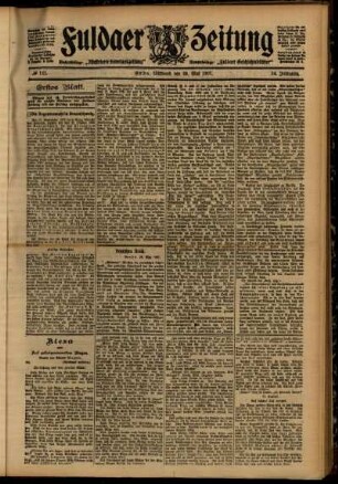 Erste Ausgabe vom Mittwoch, den 29. Mai 1907.