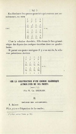 Sur la construction d´une courbe algébrique autour d´un de ses points.