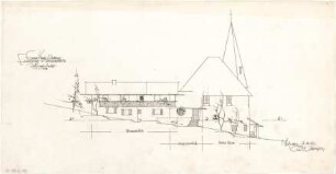 Gsaenger, Gustav; Hirschegg / Kleinwalsertal (Österreich); Ev. Kreuz Kirche - Erweiterung u. Klostergebäude, Südwestseite (Ansicht)