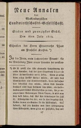Sieben und zwanzigstes Stück. Den 8ten July 1813.