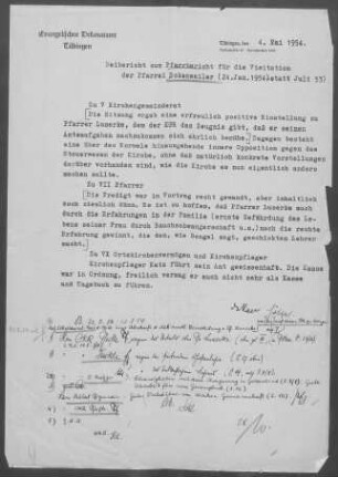Eckenweiler mit Ergenzingen, Rohrdorf, Weitingen, Börstingen, Sulzau und Bieringen: Pfarrbericht 1954