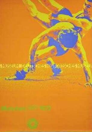Veranstaltungsplakat zu den Olympischen Spielen in München 1972 (Motiv: Ringen)