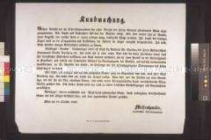 Maueranschlag: Bekanntmachung des Oberkommandanten der Nationalgarde Messenhauser an die Wiener Bevölkerung über die gegenwärtige Lage; Wien, 18. Oktober 1848