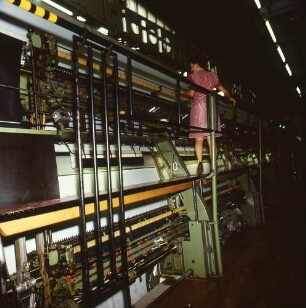 Plauen. VEB Plauener Spitze. Produktionshalle (Teilansicht). Herstellung von Spitze
