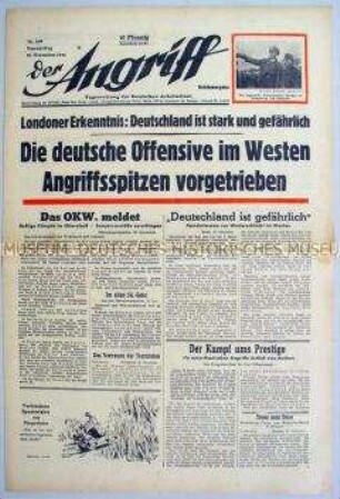 Tageszeitung "Der Angriff" zur Offensive der Wehrmacht an der Westfront