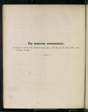Piae memoriae commendatur