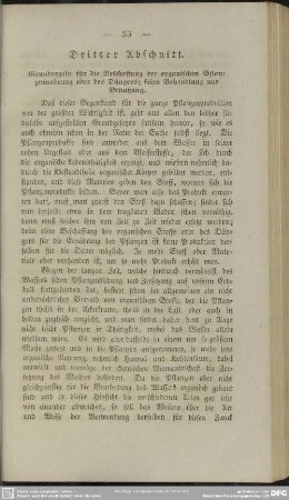 Dritter Abschnitt. Grundregeln für die Beschaffung der organischen Pflanzennahrung oder des Düngers; seine Behandlung und Benutzung