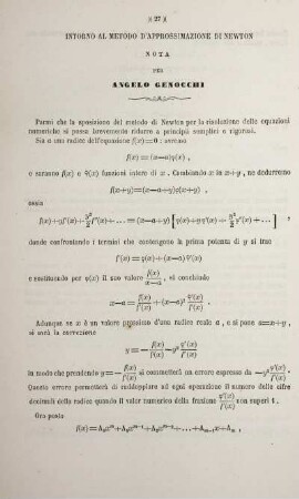Intorno al metodo di approssimazione di Newton.