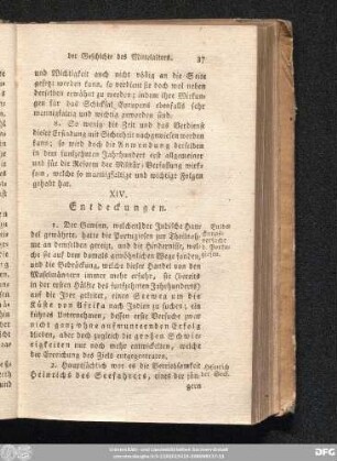 XIV. Entdeckungen.