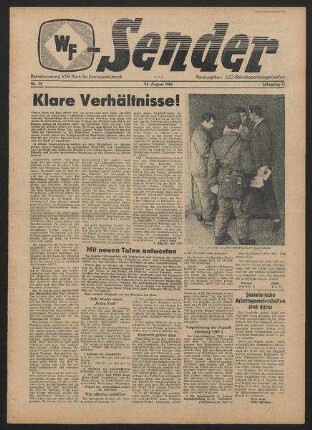 Betriebszeitung 'WF-Sender', Nr.32/1961 (24. August 1961)