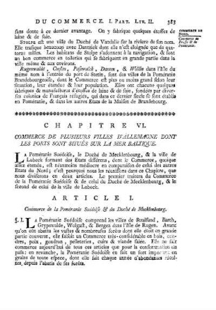 Chapitre VI. Commerce De Plusieurs Villes D'Allemagne Dont Les Ports Sont Situés Sur La Mer Baltique
