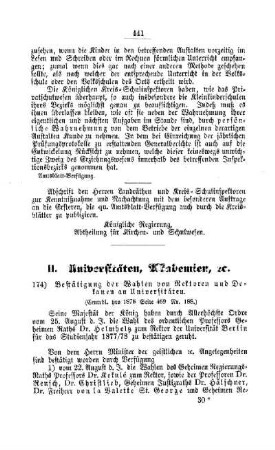 Bestätigung der Wahlen von Rektoren und Dekanen an Universitäten : [II. Universitäten, Akademien, etc.]