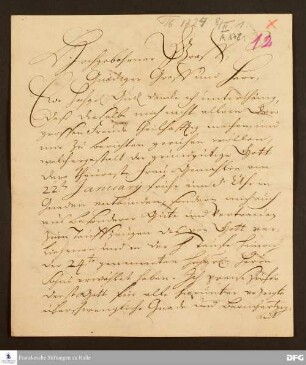 Brief von August Hermann Francke an Heinrich XXIX. v. Reuß-Ebersdorf.