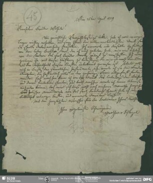 Eigenh. Brief von Dorothea von Schlegel an August Wilhelm von Schlegel, Wien, 25.04.1829