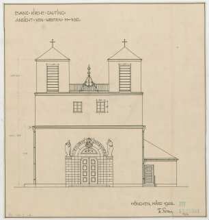 Fischer, Theodor; Gauting / Starnberg (Bayern); Ev. Christuskirche - Westseite (Ansicht)