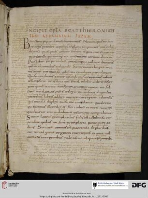 Praefatio Hieronymi in quattuor evangelia ad Damasum papam