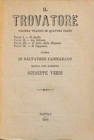 Il trovatore : dramma tragico in quattro parti