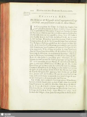 Chapitre XXV. Des Religieux & Religieuses de la Congregation du Corps de Chrsit, unie presentement à celle du Mont-Oliver