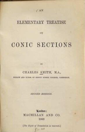 An elementary treatise on Conic Sections : By Charles Smith