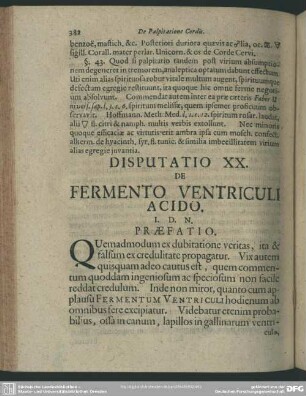 Disputatio XX. De Fermento Ventriculi Acido