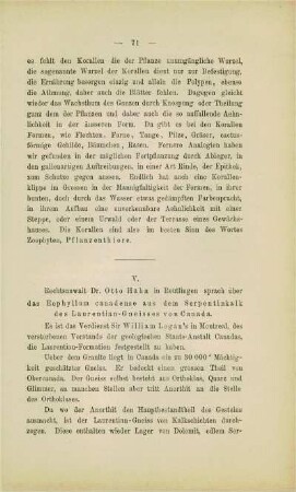 Ueber das Eophyllum canadense aus dem Serpentinkalk des Laurentian-Gneisses von Canada (Otto Hahn)