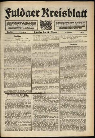 Ausgabe vom Dienstag, den 14. Februar 1911.