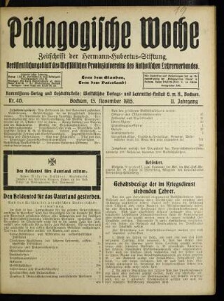 Gehaltsbezüge der im Kriegsdienst stehenden Lehrer