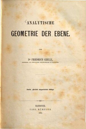 Analytische Geometrie der Ebene