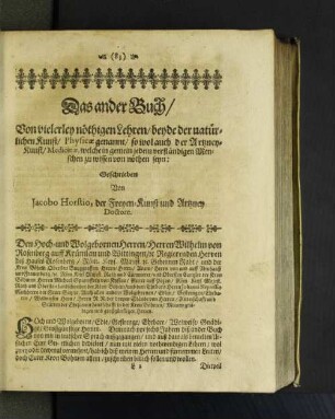 Das ander Buch/ Von vielerley nöthigen Lehren/ beyde ...