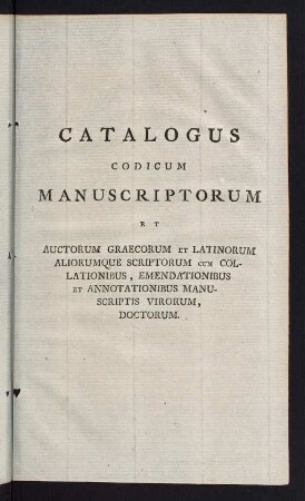 303-92, Catalogus Codicum Manuscriptorum ...