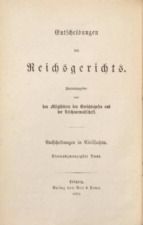 Entscheidungen des Reichsgerichts in Zivilsachen. 24. 1890