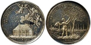 Hamburg: Medaille auf die Einäscherung der St. Michaeliskirche am 10. 3. 1750