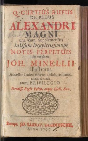 Q. Curtius Rufus De Rebus Alexandri Magni