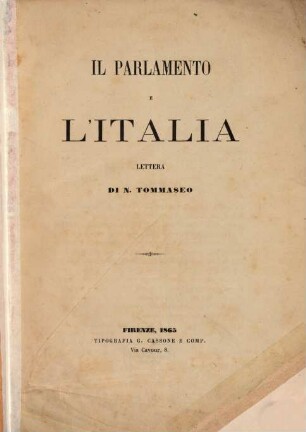 Il Parlamento e l'Italia : lettera