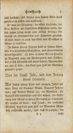 Von der Taufe Jesu, und dem Anfang seines Lehramts