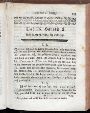 Das IX. Hauptstück Von Beantwortung der Einwürfe.