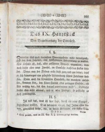 Das IX. Hauptstück Von Beantwortung der Einwürfe.