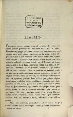 Titi Livii historiarum Romanarum libri qui supersunt, 1,1. Libros quinque primos continens