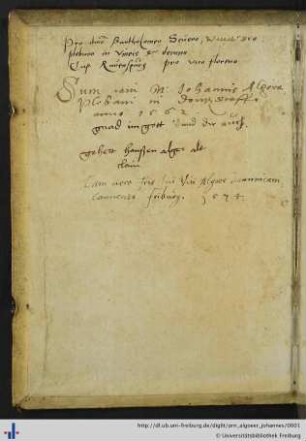 [Provenienz]: Algöer, Johannis