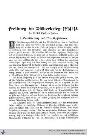 Freiburg im Völkerkrieg 1914 - 1918.